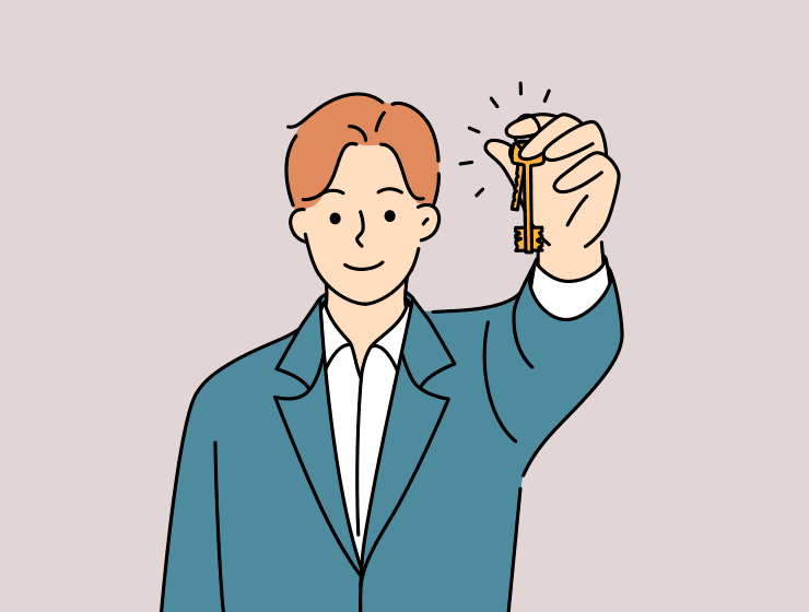 Holding Keys to New House Illustration Holding Keys to New House Illustration